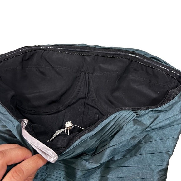 NWT HALSTON HERITAGE STRAPLESS IRIDESCENT TAFFETA PLEATED FOREST GREEN SIZE 2 - Picture 7 of 11